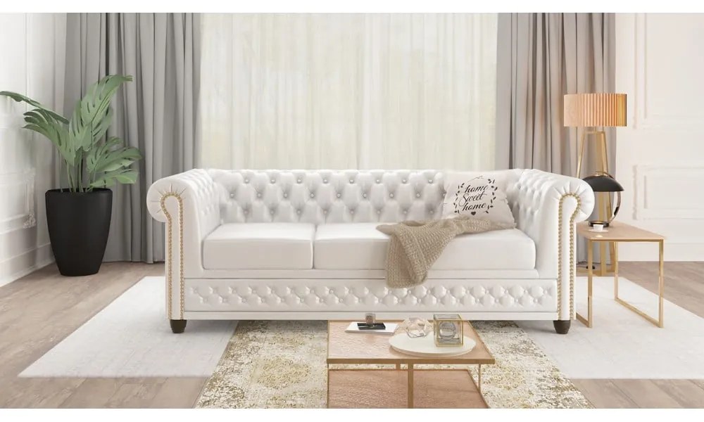 Divano letto bianco in similpelle 203 cm York - Ropez