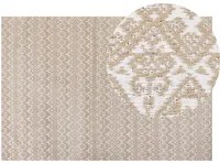 Tappeto area Beige Juta 160 x 230 cm Rettangolare con motivo geometrico a trama piatta Stile Boho Camera da letto Soggiorno