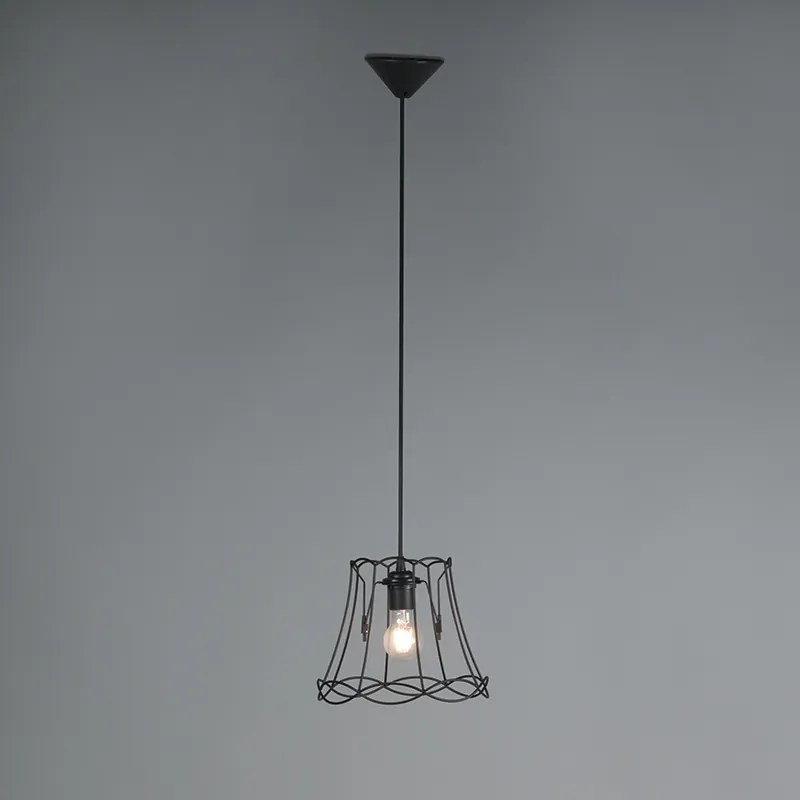 Lampada a sospensione retrò nera 25 cm - Granny Frame