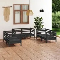 Set Divani da Giardino 6 pz Nero in Legno Massello di Pino 3082586