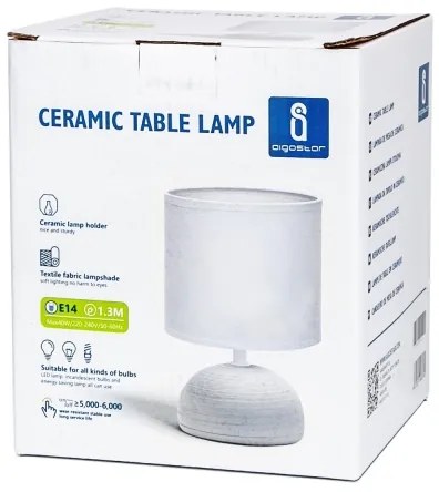 Aigostar - Lampada da tavolo 1xE14/40W/230V grigio/bianco