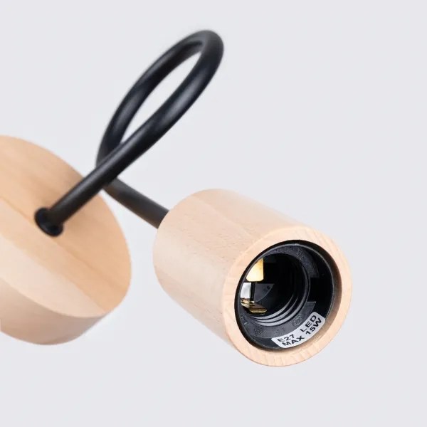 Sollux SL.1476 - Applique EMBER 1xE27/15W/230V nero/beige/faggio