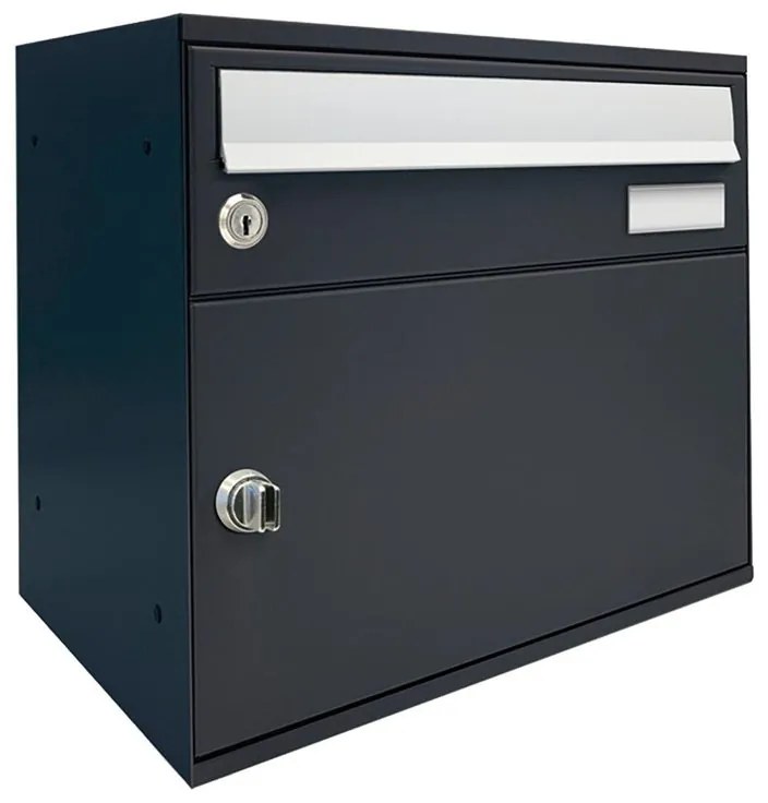 Cassetta postale ALUBOX  EASYBOX 2 posti formato a4 in acciaio grigio chiaro opaco L 40 x P 27 x H 11 cm