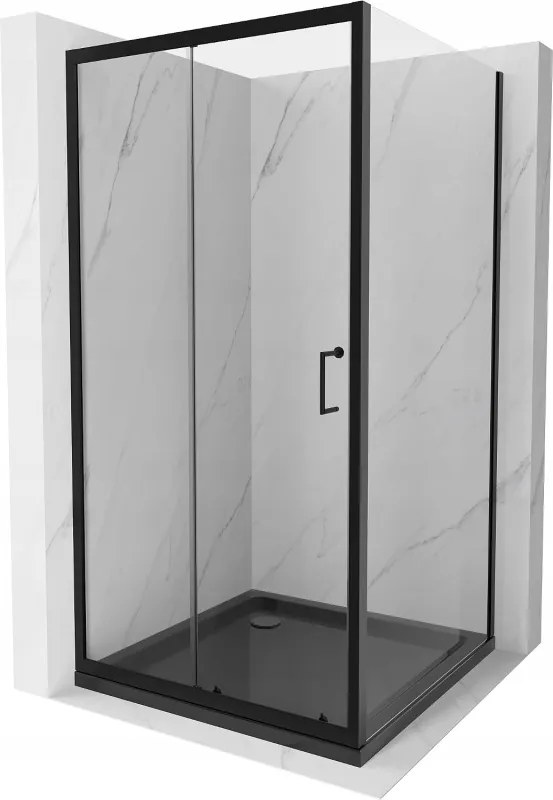 Mexen Apia cabina doccia scorrevole 90 x 90 cm, trasparente, nero + piatto Flat, nero - 840-090-090-70-00-4070B