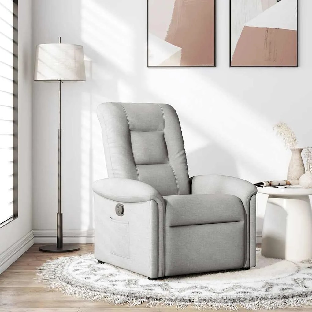 Poltrona Reclinabile İn Tessuto Grigio Nuvola /
