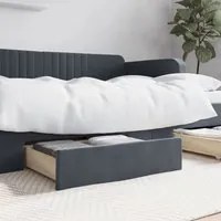 Cassetti da Letto 2pz Grigio Scuro in Truciolato e Velluto 833929