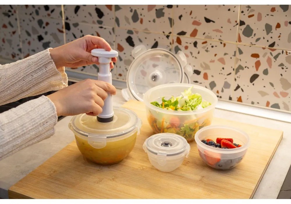 Set di 4 scatole per alimenti e pompa per il vuoto Flavia - Compactor