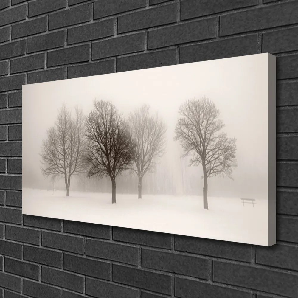 Quadro su tela Paesaggio di alberi di neve 100x50 cm