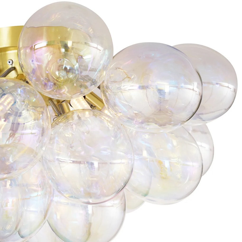 Lampada da soffitto di design in ottone con vetro arcobaleno 6 luci - Uvas