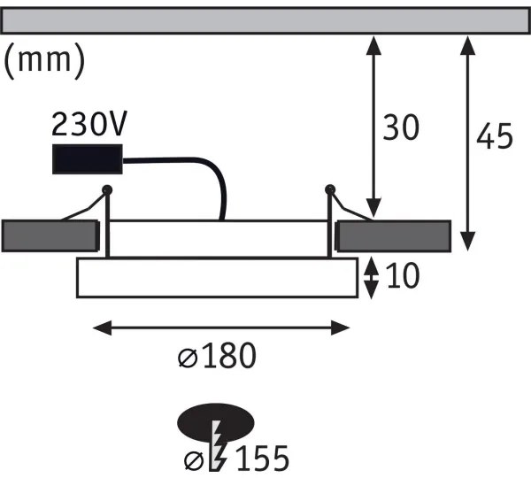 Paulmann 92946 - LED/11W IP23 Plafoniera da incasso per il bagno AREO 230V
