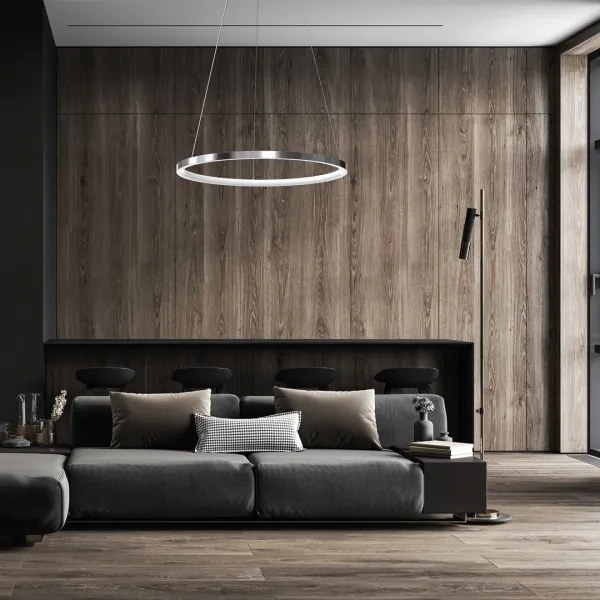 Lampadario LED a cavo ROTONDA LED/27W/230V cromo lucido