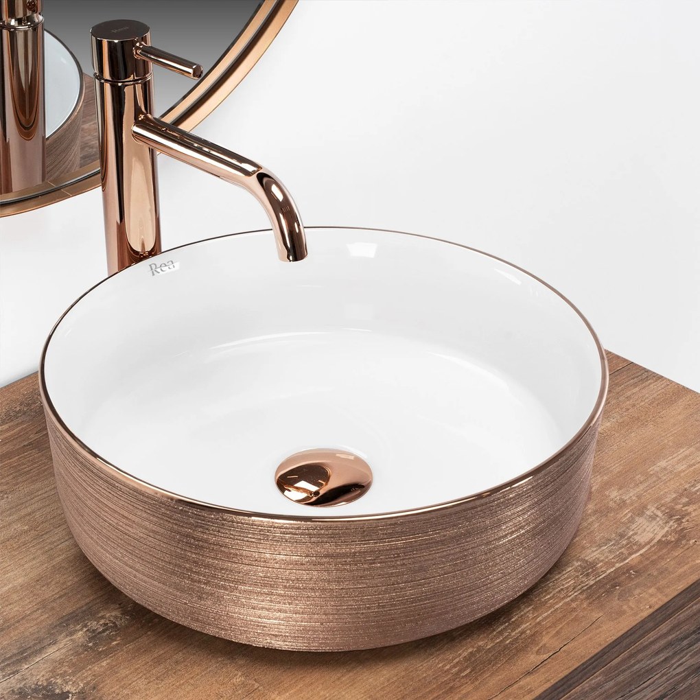 Lavabo da appoggio Rea Sami Brush Rose Gold