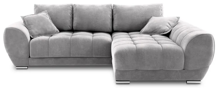 Divano letto angolare grigio chiaro con rivestimento in velluto, angolo destro Nuage - Windsor &amp; Co Sofas