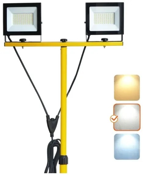 LED Riflettore con il supporto TIGRA 2xLED/50W/230V 4000K IP54 nero/giallo
