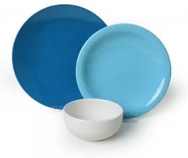 Set da tavola 18 pezzi, blu/bianco, in ceramica