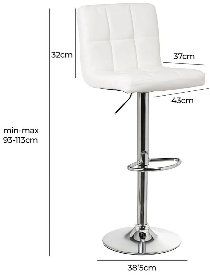 Sgabelli da bar bianchi ad altezza regolabile in similpelle in set di 2 (altezza seduta 93 cm) - Casa Selección