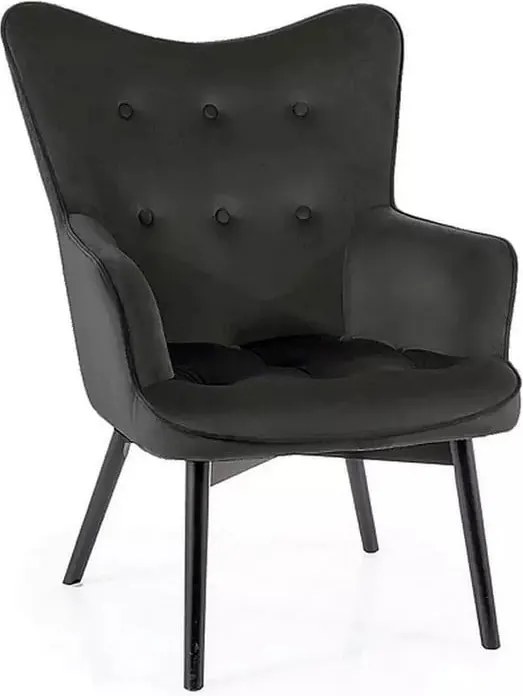 Poltrona Carmen in velluto nero - Blu19/nero opaco
