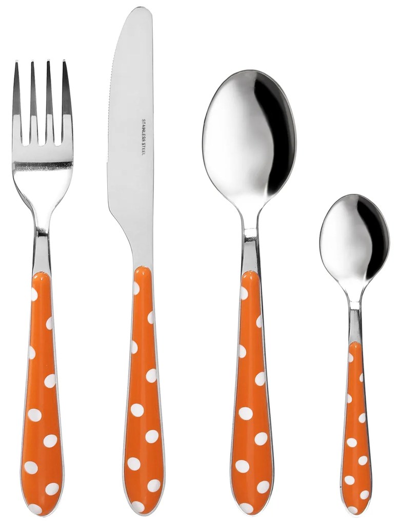 Set posate Pois Arancio In acciaio inox e plastica