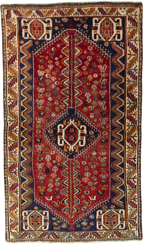 Shiraz Tappeto persiano 120x200 Rosso (Iran) Annodato A Mano