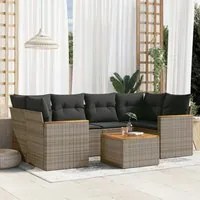 Set Divani da Giardino 7 pz con Cuscini Grigio in Polyrattancod mxl 92354