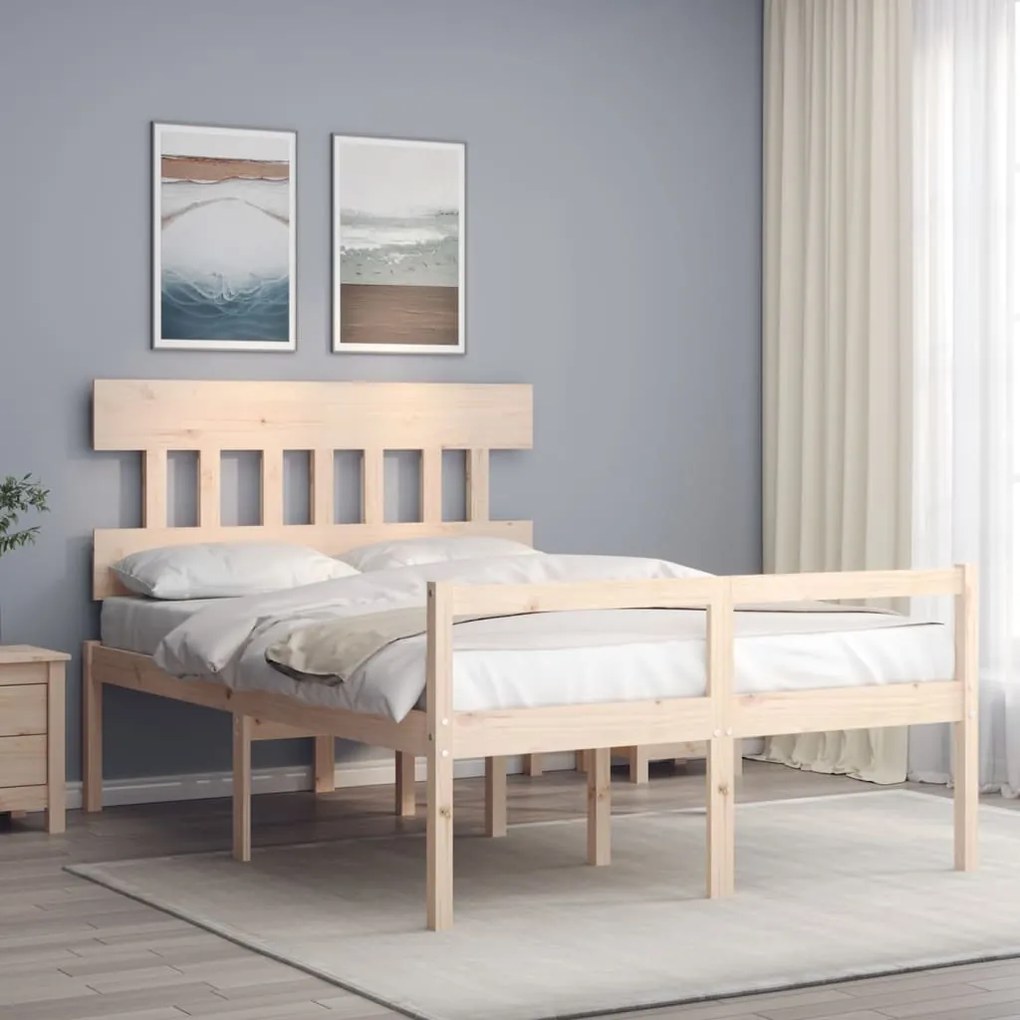 Letto per Anziani con Testiera 140x190 cm in Legno Massello