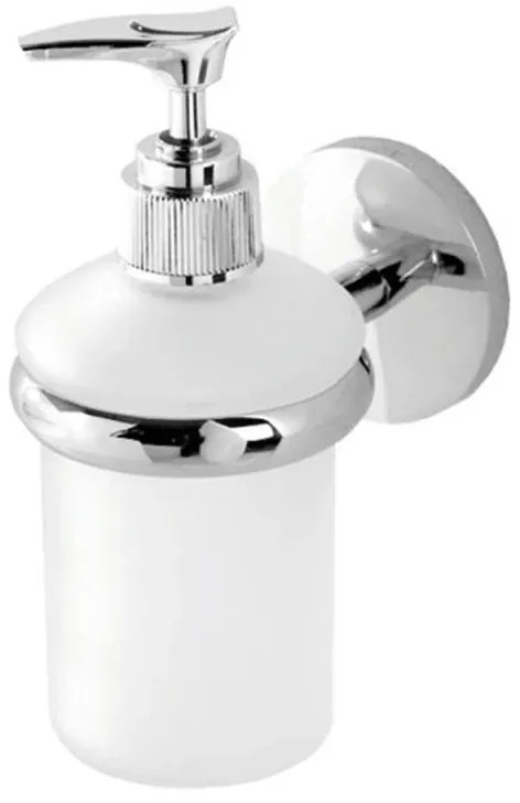 Dosatore sapone liquido a muro in vetro satinato e acciaio cromato Bora
