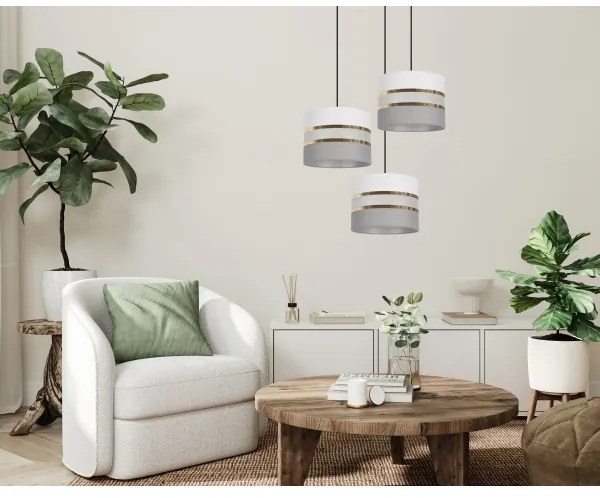Lampadario su corda  CORAL 3xE27/60W/230V bianco/grigio