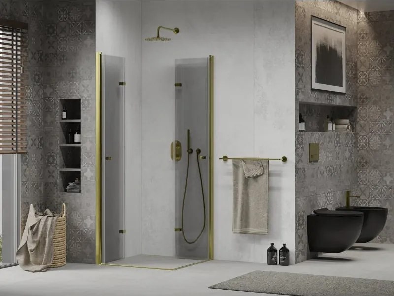 Mexen Lima Duo cabina doccia pieghevole 90 x 90 cm, trasparente, oro - 856-090-090-50-00-02