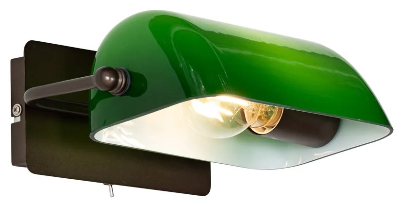 Applique da parete classica bronzo scuro con vetro verde - Banker