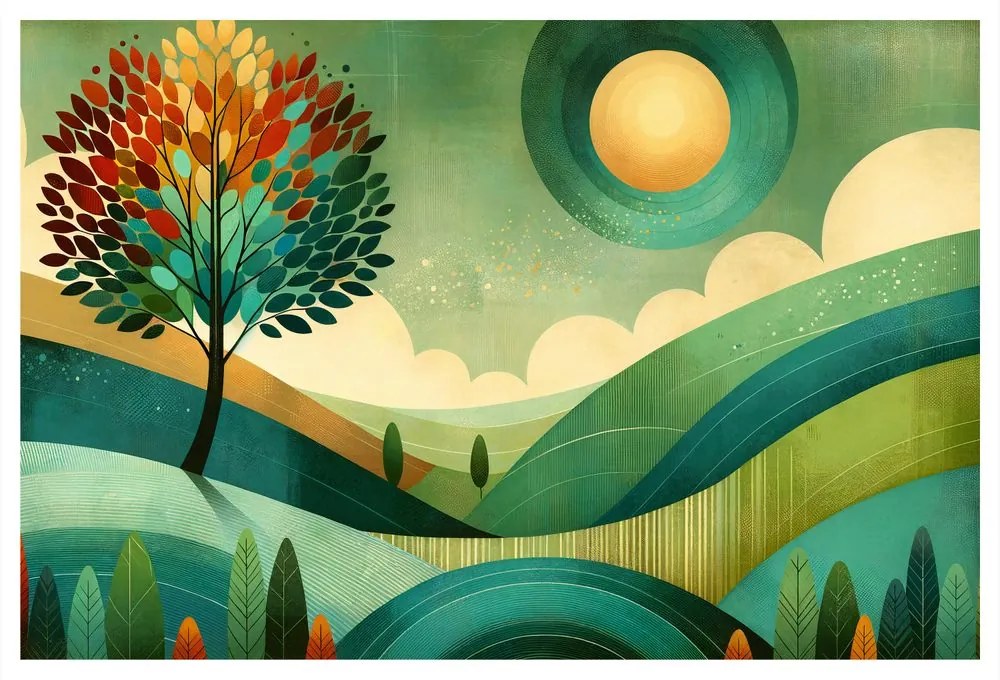 Quadro su tela – Albero della vita nel paesaggio