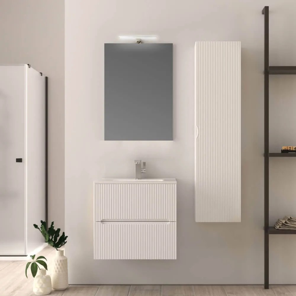 Mobile bagno cannettato 60 cm Bianco Opaco Riga