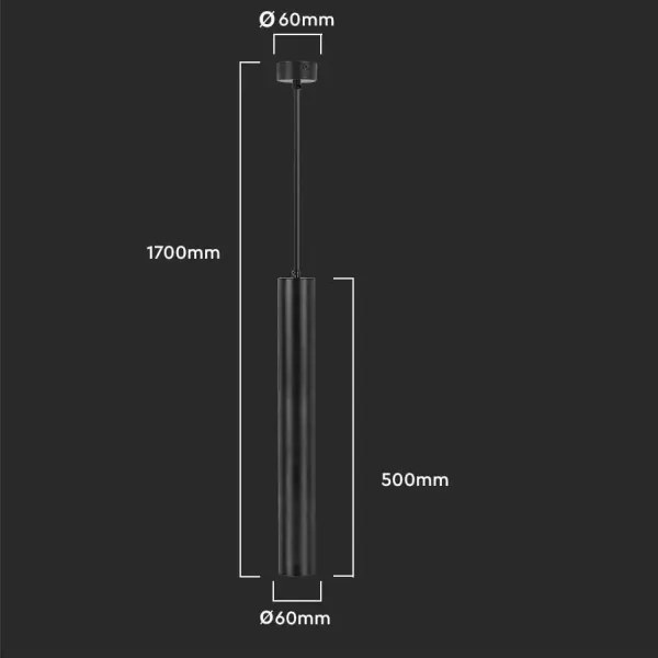 Lampadario a sospensione con supporto rigido 1xGU10/35W/230V 50 cm nero