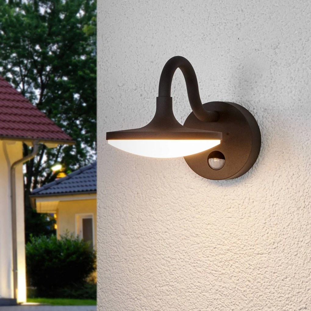 Applique da esterni LED Finny, sensore movimento Finny Lucande, Nero, Alluminio, Moderno