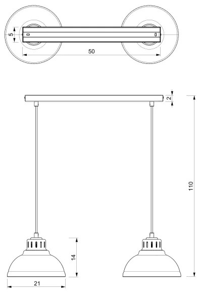 Lampadario a sospensione con filo SVEN 2xE27/15W/230V nero