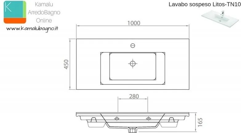 Mobile bagno 100cm con struttura metallica nera IKOS-100 - KAMALU