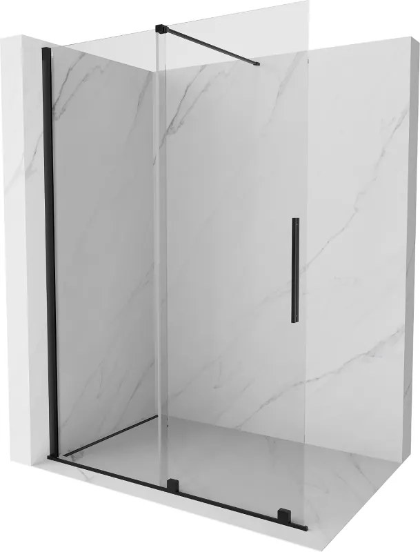 Mexen Velar pannello doccia scorrevole Walk-in 140 x 200 cm, trasparente 8 mm, nero - 871-140-000-03-70