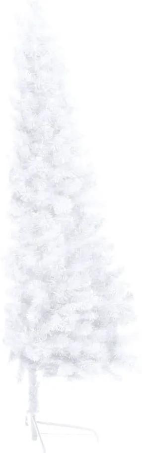 Albero di Natale a Metà Preilluminato con Palline Bianco 240 cm