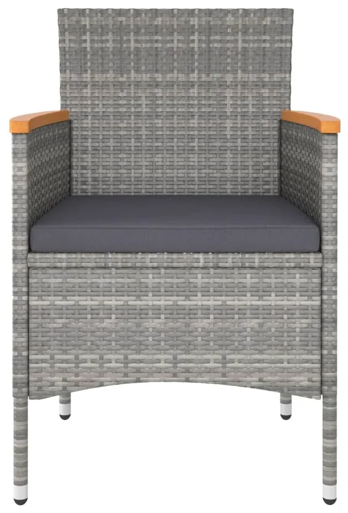 Set pranzo da giardino 5 pz polyrattan e vetro temperato grigio