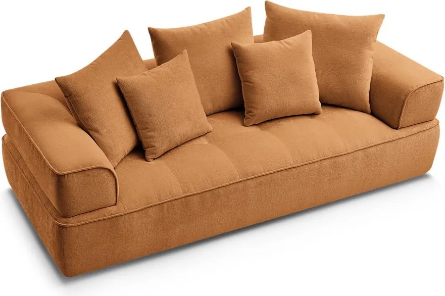 Divano color senape con rivestimento in ciniglia 237 cm Whesley – Bobochic Paris