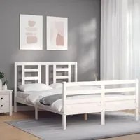 Giroletto con Testiera Bianco 120x200 cm in Legno Massello 3194697