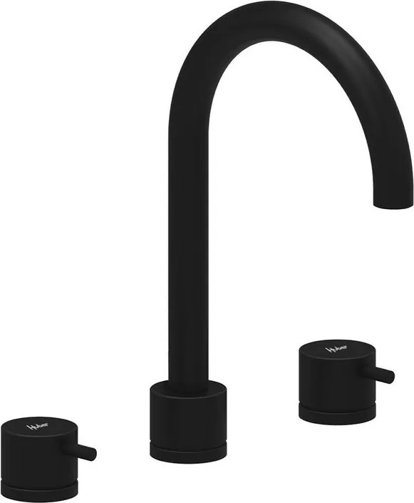 Rubinetto per lavabo getto laminare cristallino TAYRONA nero verniciato opaco HUBER H 26 cm