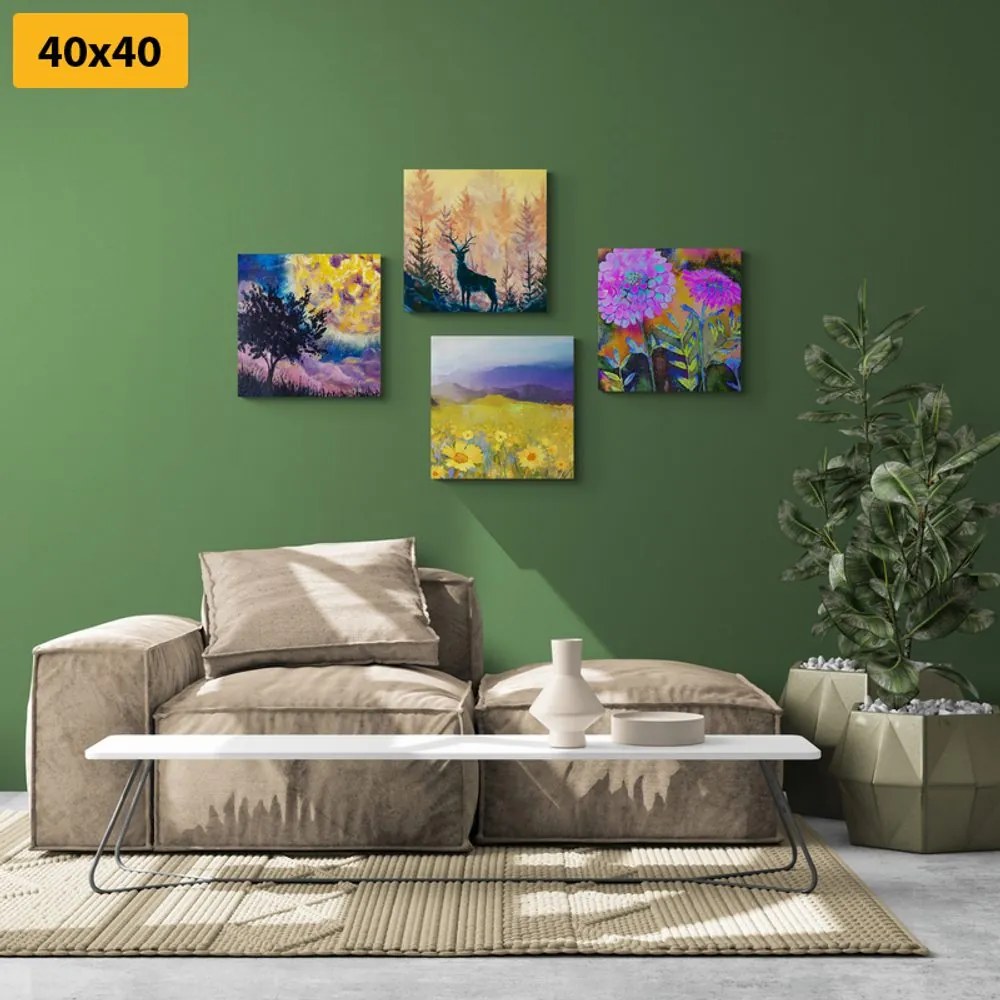 Set di quadri – Imitazione di pittura a olio di cervo in natura