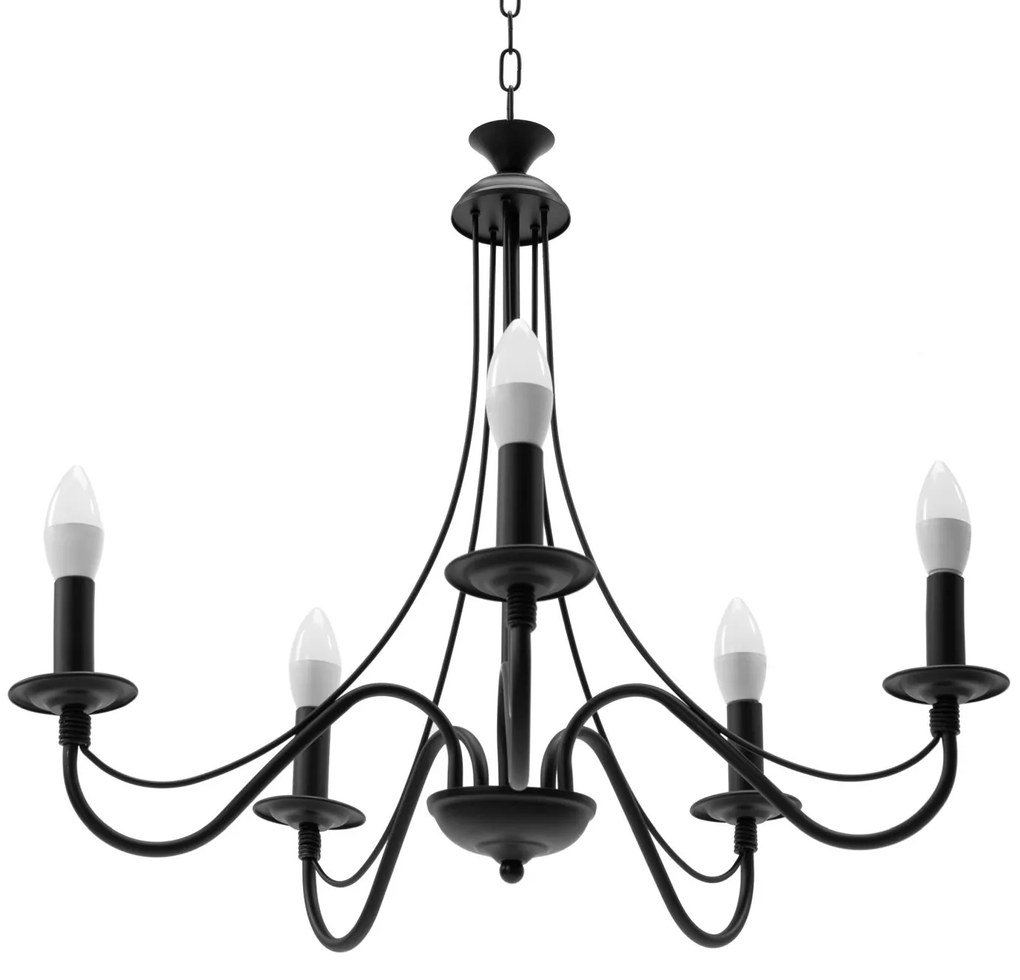LAMPADA DA SOFFITTO PENSILE RUSTICA  APP647-5CP NERA