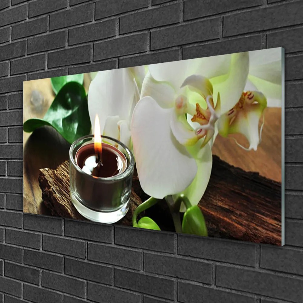 Quadro vetro Candela termale Orchid 100x50 cm