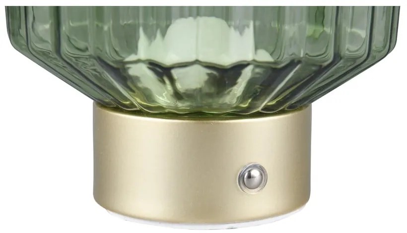 Lampada da tavolo LED dimmerabile in verde e oro con paralume in vetro (altezza 19,5 cm) Lord - Trio