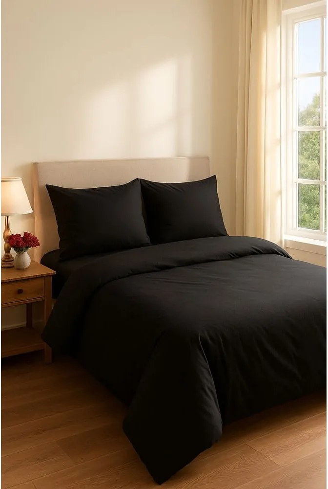 Set copripiumino e federa nero per letto singolo o esteso con lenzuolo incluso/3 pezzi 160x220 cm Classic – Mila Home