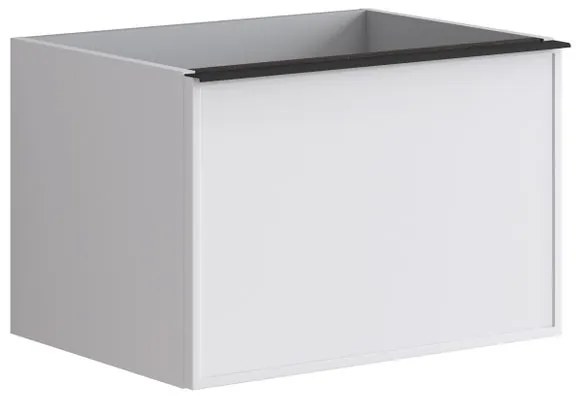 Mobile da bagno sotto lavabo Pixel frame bianco e maniglia alluminio nero laccato opaco L 60 x H 40 x P 45.5 cm 1 cassetto, lavabo non incluso