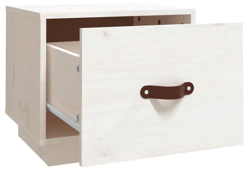 Comodini 2 pz Bianco 40x34x35 cm in Legno Massello di Pino