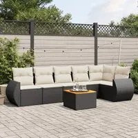 Set Divani da Giardino con Cuscini 7pz Nero Polyrattancod mxl 112030