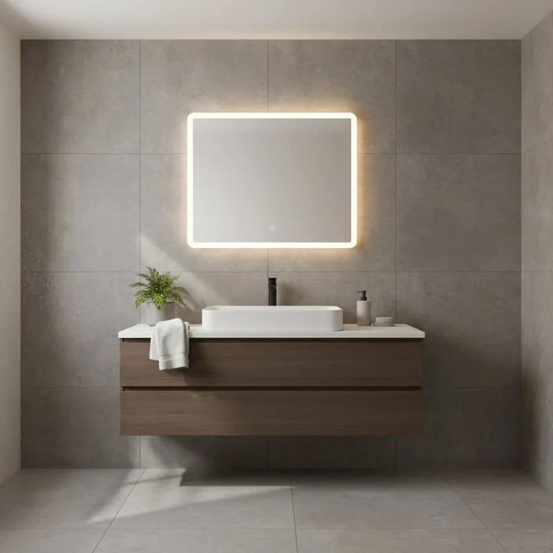 Specchio con illuminazione integrata bagno rettangolare L 80 x H 70 x P 3 cm